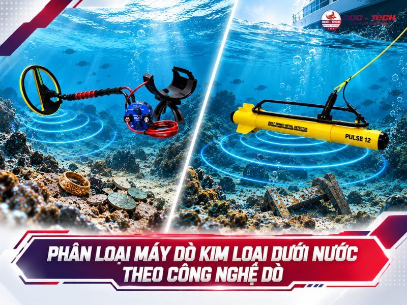 Phân loại máy rà kim loại dưới nước theo công nghệ dò tìm