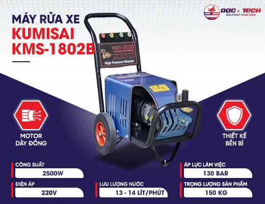 Máy rửa xe chuyên nghiệp Kumisai KMS-1802B