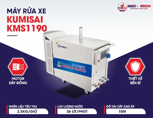 Máy rửa xe hơi nước nóng Kumisai KMS1190