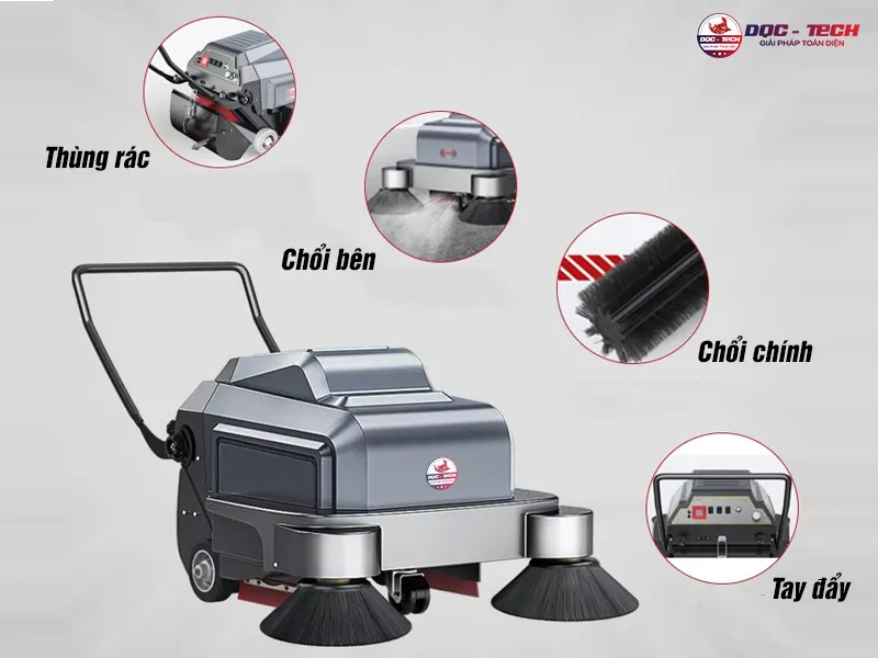 Cấu tạo xe quét rác đẩy tay DQC Tech 3F Cấu tạo xe quét rác đẩy tay DQC Tech 3F