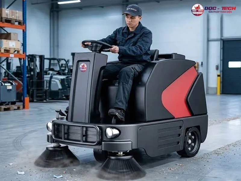 xe quét rác ngồi lái DQC Tech 6F tiện dụng