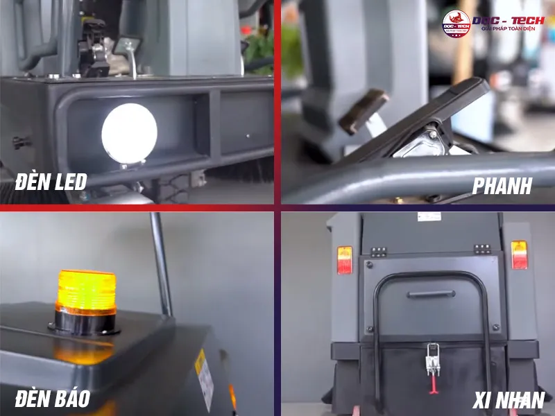 Các chi tiết an toàn xe quét rác ngồi lái DQC Tech 8F Các chi tiết an toàn xe quét rác ngồi lái DQC Tech 8F