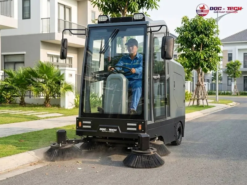 Ứng dụng xe quét rác công nghiệp DQC Tech 12F