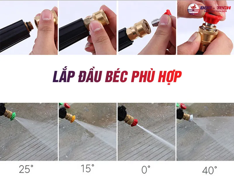 lắp béc phun máy rửa xe cao áp Kumisai KMS 250/7.5