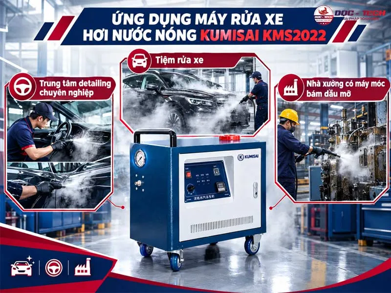 Ứng dụng máy rửa xe hơi nước nóng Kumisai KMS2022