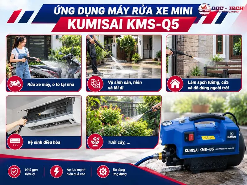 ứng dụng máy rửa xe gia đình Kumisai KMS-Q5 