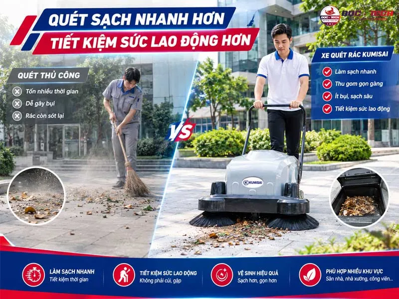 xe quét rác đẩy tay Kumisai KMS-3A hiệu quả