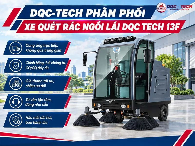 bán xe quét rác đường ngồi lái DQC Tech 13F