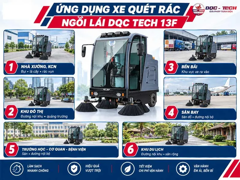 ứng dụng xe quét rác đường DQC Tech 13F 