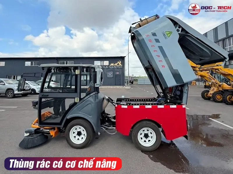 Cơ chế đổ rác tự động xe quét rác đường ngồi lái DQC Tech 19F Cơ chế đổ rác tự động xe quét rác đường ngồi lái DQC Tech 19F