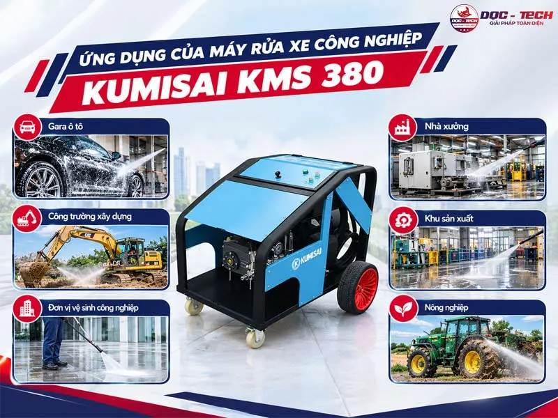Ứng dụng máy rửa xe áp lực Kumisai KMS 380