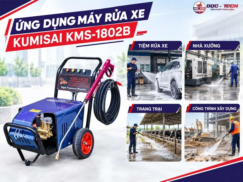 Ứng dụng máy rửa xe chuyên nghiệp Kumisai KMS-1802B 