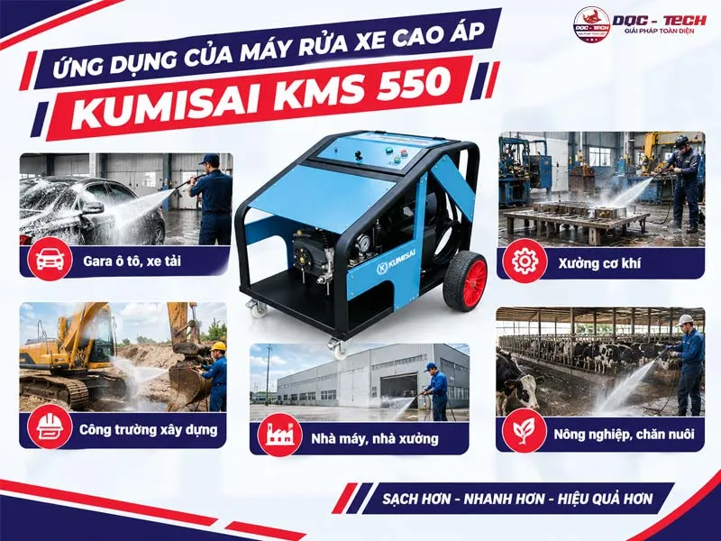 Ứng dụng máy rửa xe công suất lớn Kumisai KMS 550 