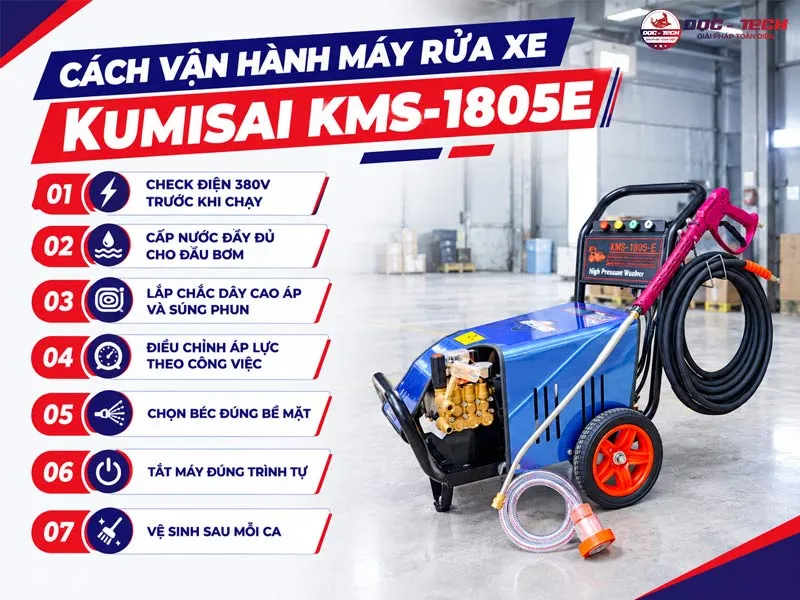 cách vận hành máy rửa xe Kumisai KMS-1805E 