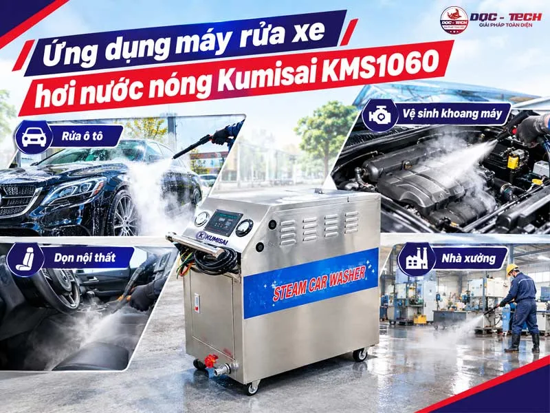 Ứng dụng máy rửa xe hơi nước nóng Kumisai KMS1060 
