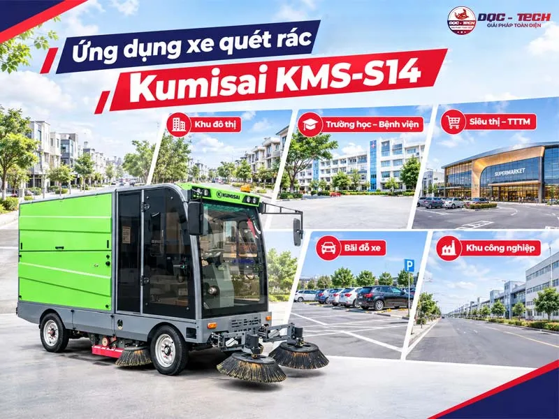 Ứng dụng xe quét rác công nghiệp Kumisai KMS-S14 Ứng dụng xe quét rác công nghiệp Kumisai KMS-S14