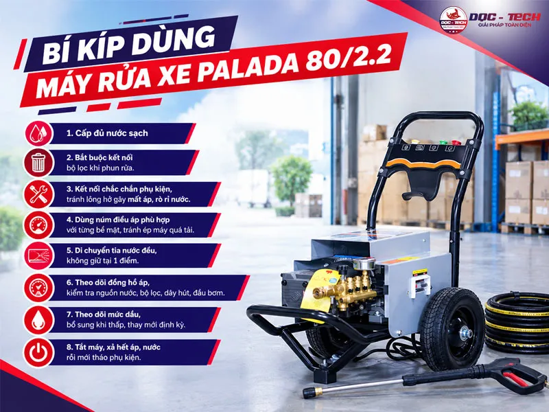 Lưu ý dùng máy xịt rửa xe Palada 80/2.2