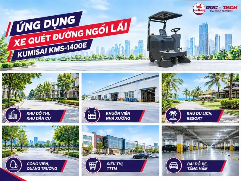 Ứng dụng xe quét rác ngồi lái Kumisai KMS-1400E