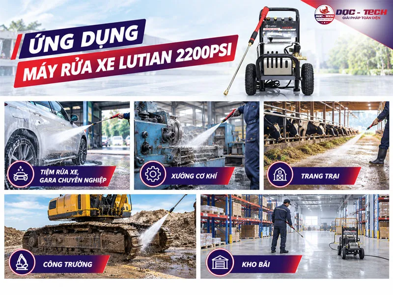 Ứng dụng máy rửa xe Lutian 2200psi