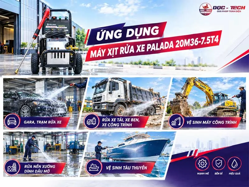 Ứng dụng máy rửa xe cao áp Palada 20M36-7.5T4
