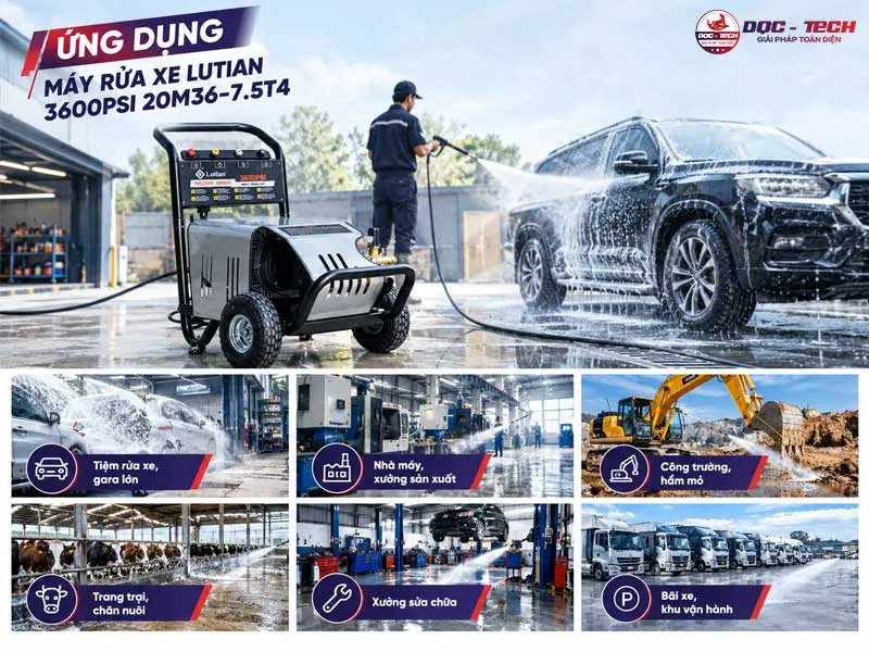 Ứng dụng máy xịt rửa xe Lutian 3600PSI