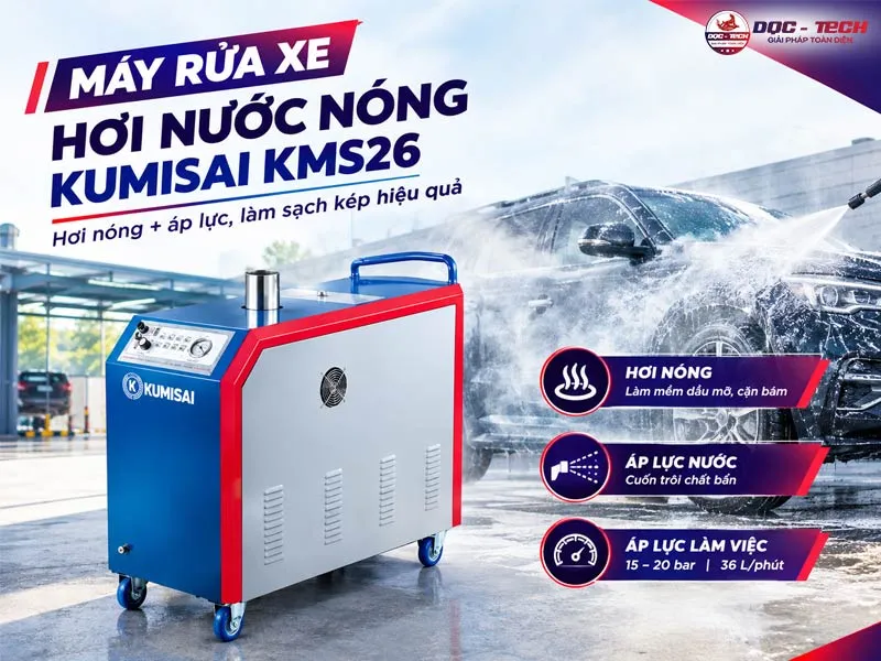 máy xịt rửa xe hơi nước nóng Kumisai KMS26 hiệu quả