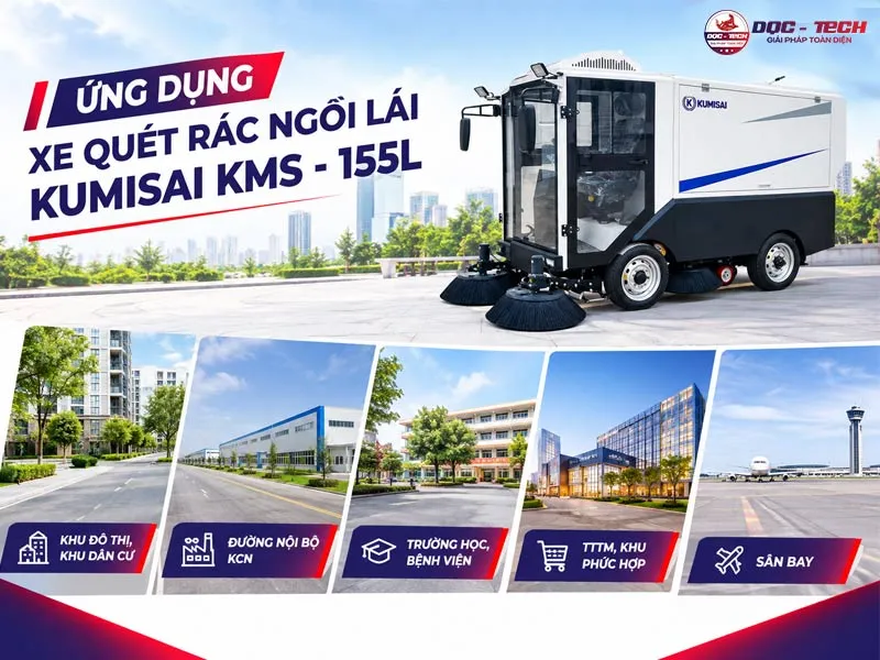 Ứng dụng xe quét đường ngồi lái Kumisai KMS - 155L
