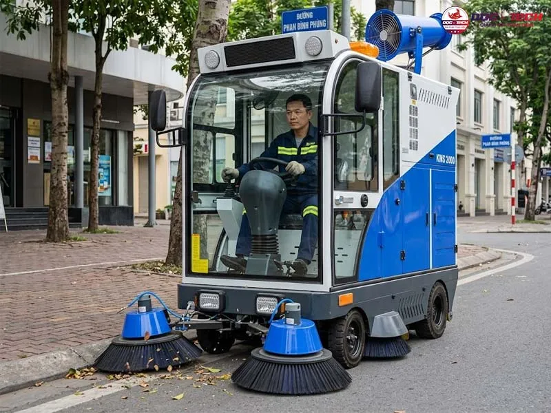 xe quét rác mini ngồi lái Kumisai KMS-2000 cơ động