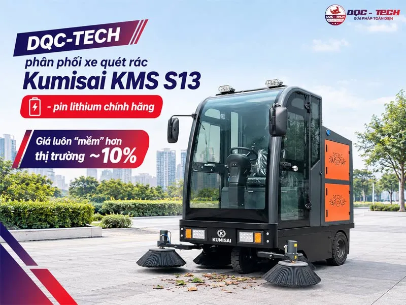 Bán xe quét rác ngồi lái Kumisai KMS S13 - pin lithium