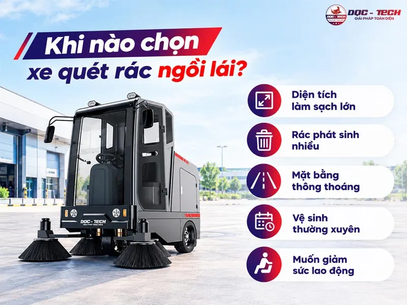 Chọn xe quét rác công nghiệp ngồi lái