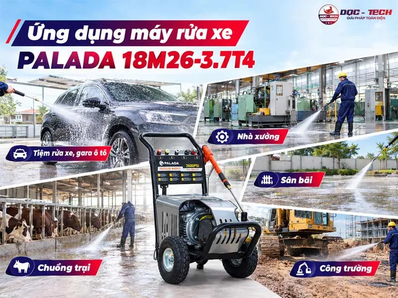 Ứng dụng máy rửa xe Palada 18M26-3.7T4