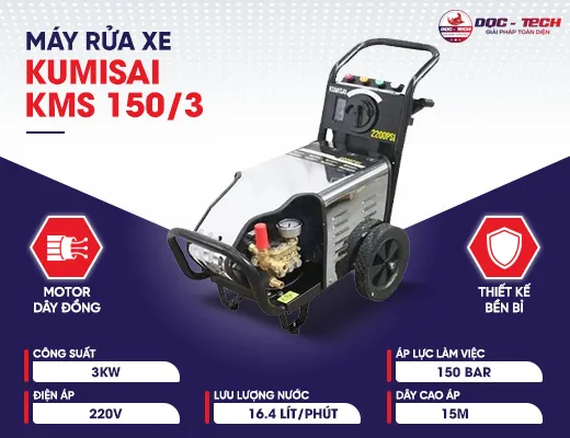 Máy rửa xe Kumisai tự động ngắt KMS 150/3