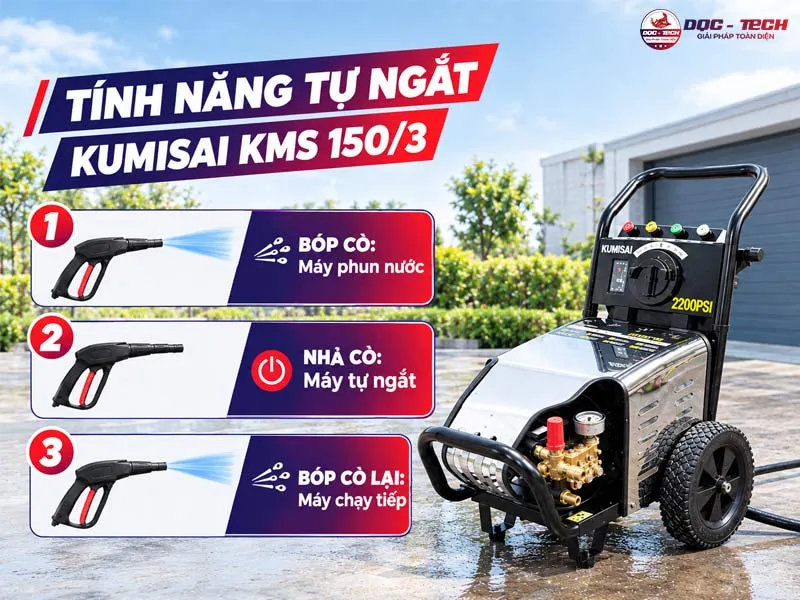 Máy rửa xe Kumisai tự động ngắt KMS 150/3