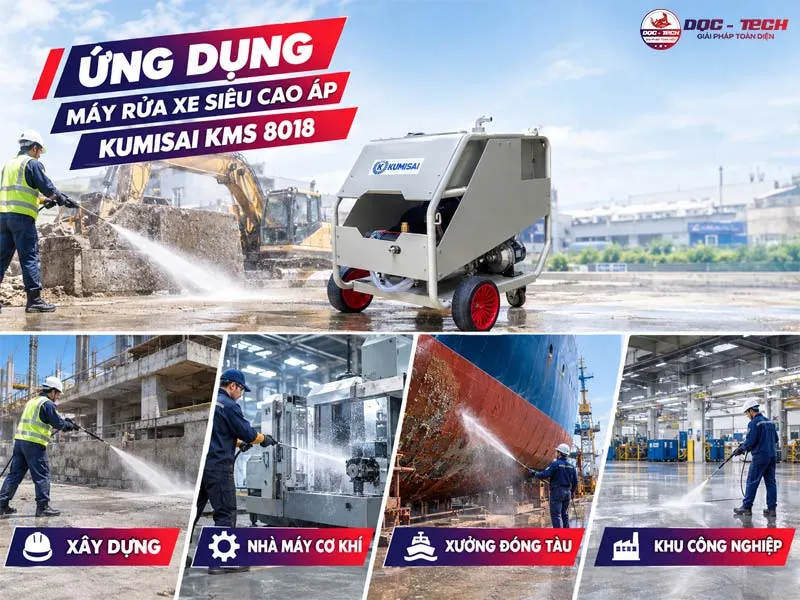 Ứng dụng máy rửa xe siêu cao áp Kumisai KMS 8018