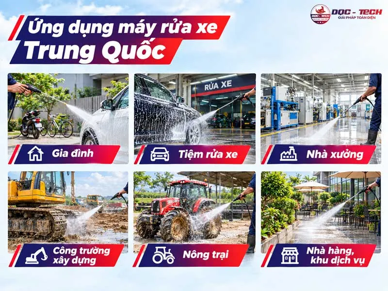 ứng dụng máy rửa xe Trung Quốc