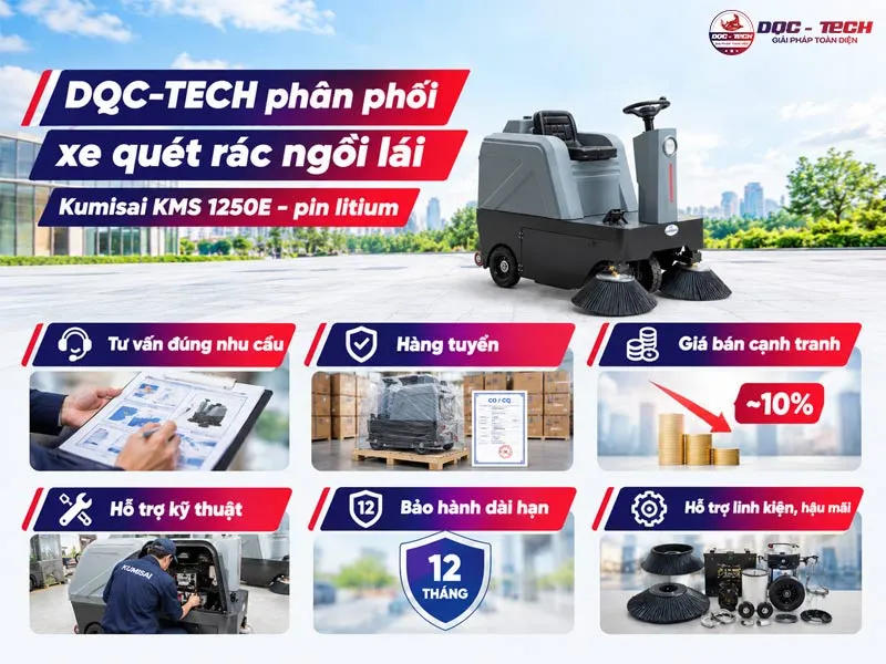bán xe quét rác ngồi lái Kumisai KMS 1250E - pin litium