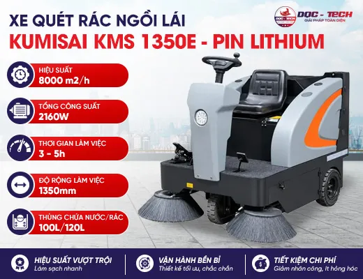 Máy quét công nghiệp ngồi lái Kumisai KMS 1350E - pin lithium