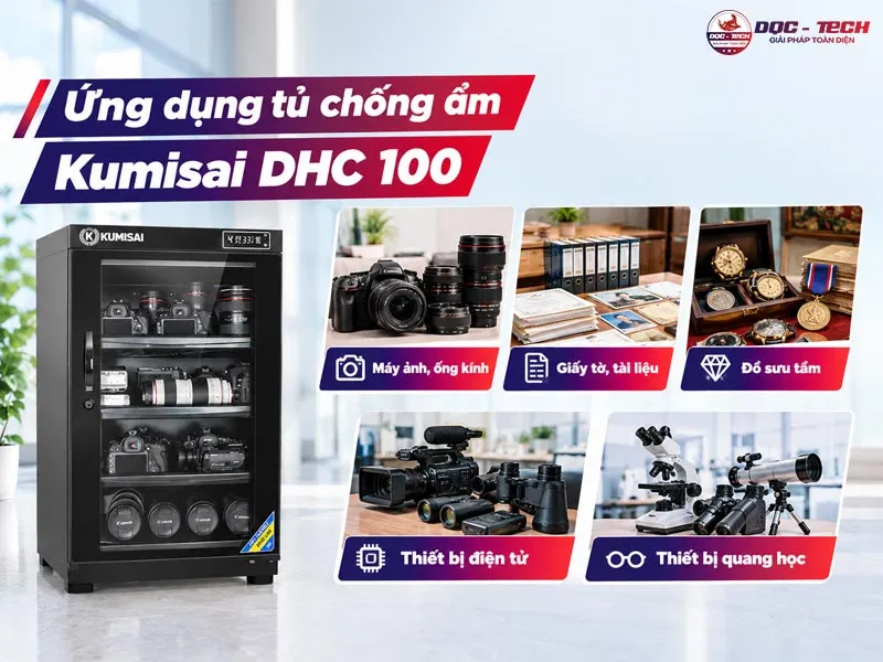 Ứng dụng tủ chống ẩm máy ảnh Kumisai DHC 100