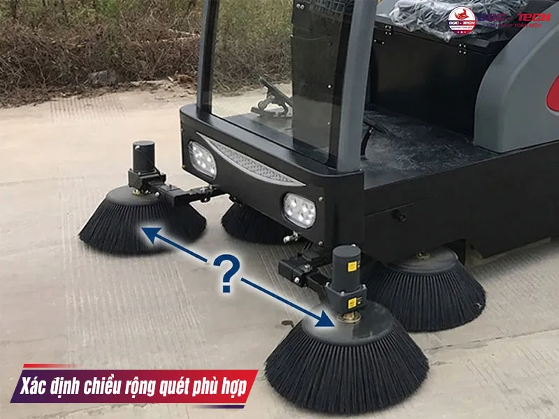 Chọn chiều rộng quét máy quét rác sân trường 