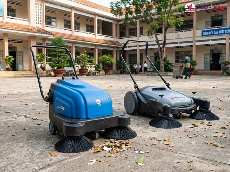 máy quét rác sân trường đẩy tay