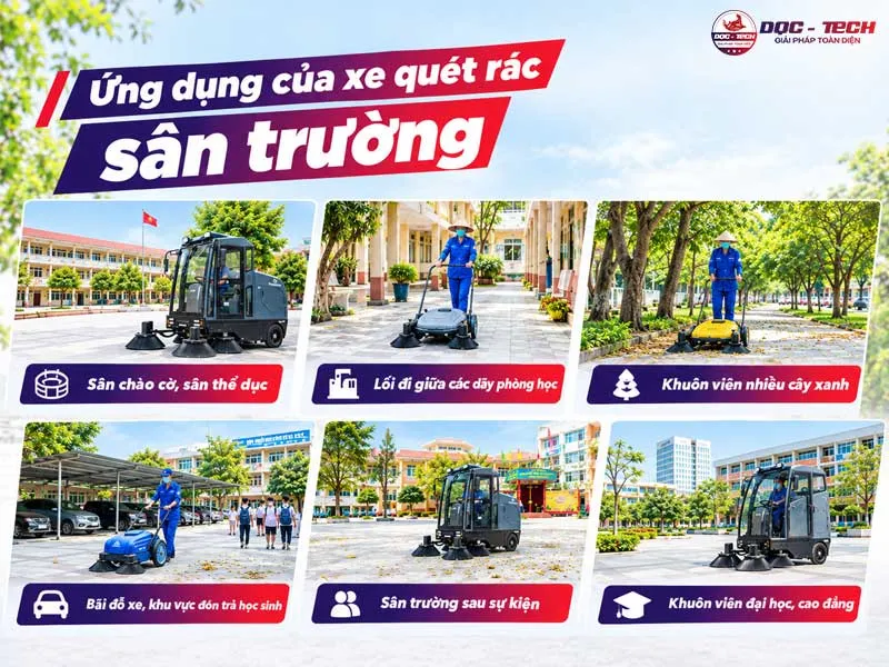 ứng dụng máy quét rác sân trường