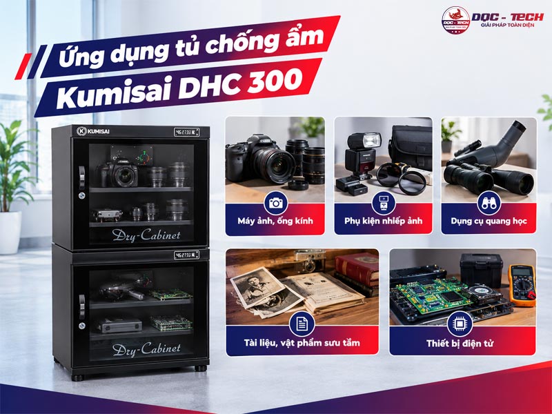 Ứng dụng tủ chống ẩm máy ảnh Kumisai DHC 300