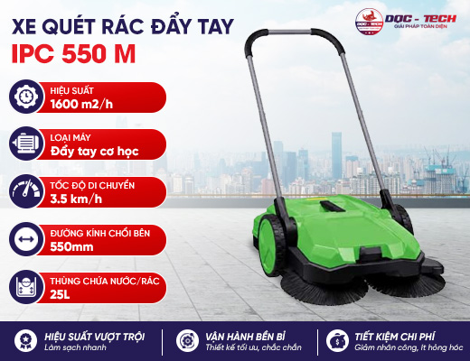 Xe quét rác đường mini đẩy tay IPC 550 M