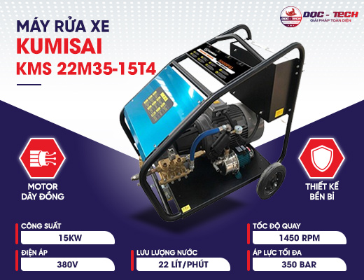 Máy rửa xe công nghiệp Kumisai KMS 22M35-15T4