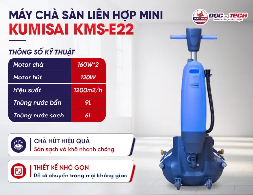 Máy chà sàn liên hợp mini Kumisai KMS-E22 (Ắc Quy)