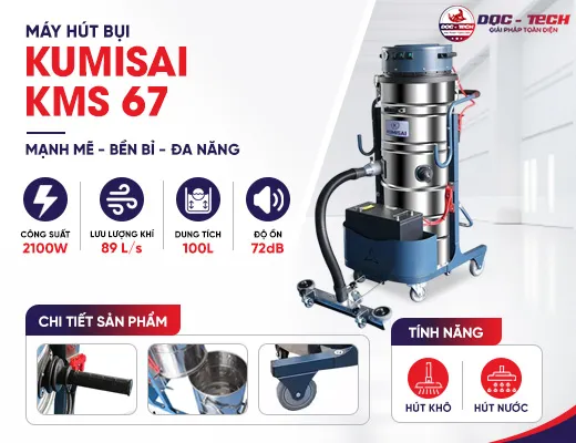 Máy hút bụi công nghiệp chạy acquy Kumisai KMS67