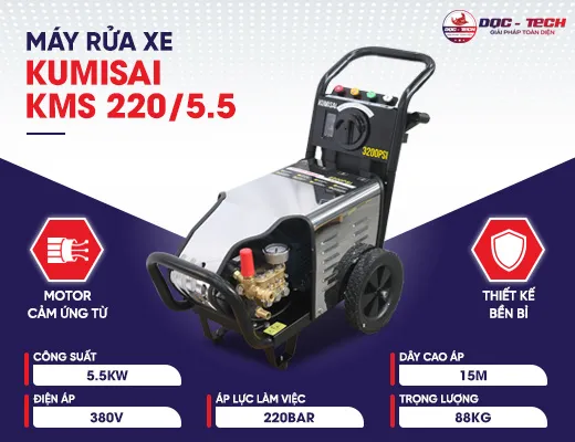 Máy rửa xe Kumisai tự động ngắt KMS 220/5.5