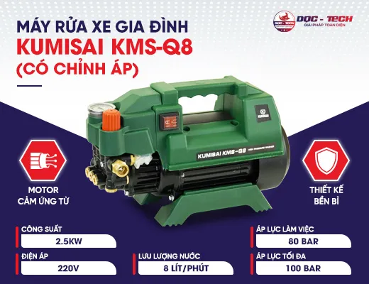 Máy rửa xe gia đình Kumisai KMS-Q8 ( Có chỉnh áp)