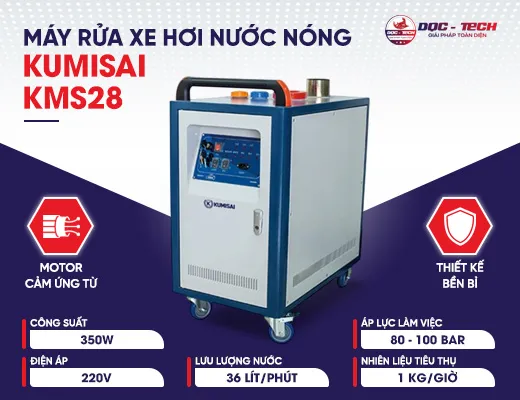 Máy rửa xe hơi nước nóng Kumisai KMS28