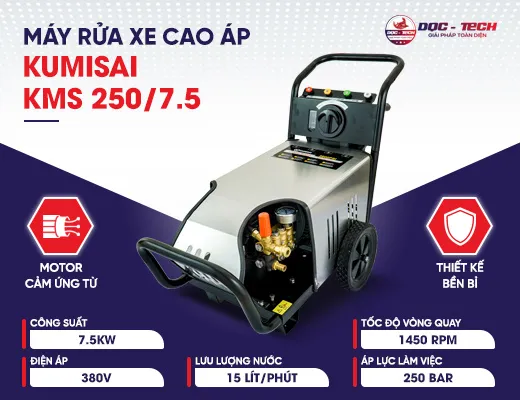 Máy rửa xe Kumisai tự động ngắt KMS 250/7.5